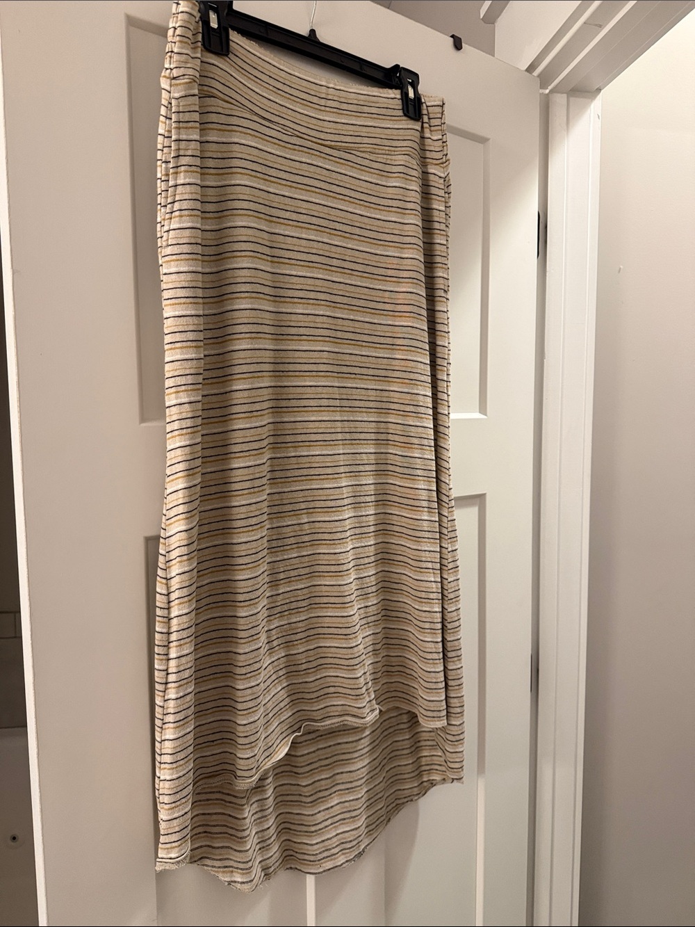 Prana Beige Striped High-Low Midi Skirt